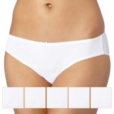 Debenhams Pack of five cotton white bikini briefs